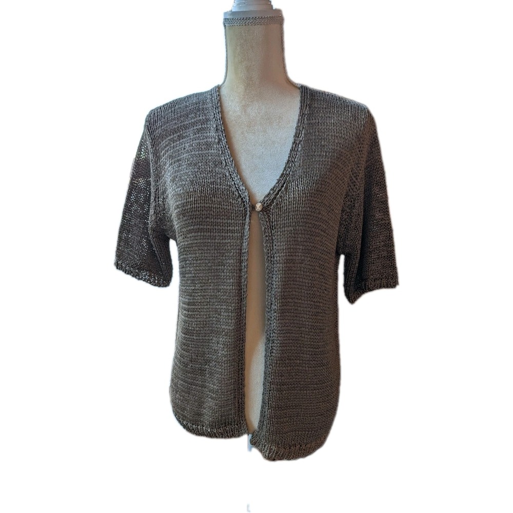 Sag Harbor Women's Crochet Wrap/Shawl Size Large Taupe‎ 100% Polyester Layering